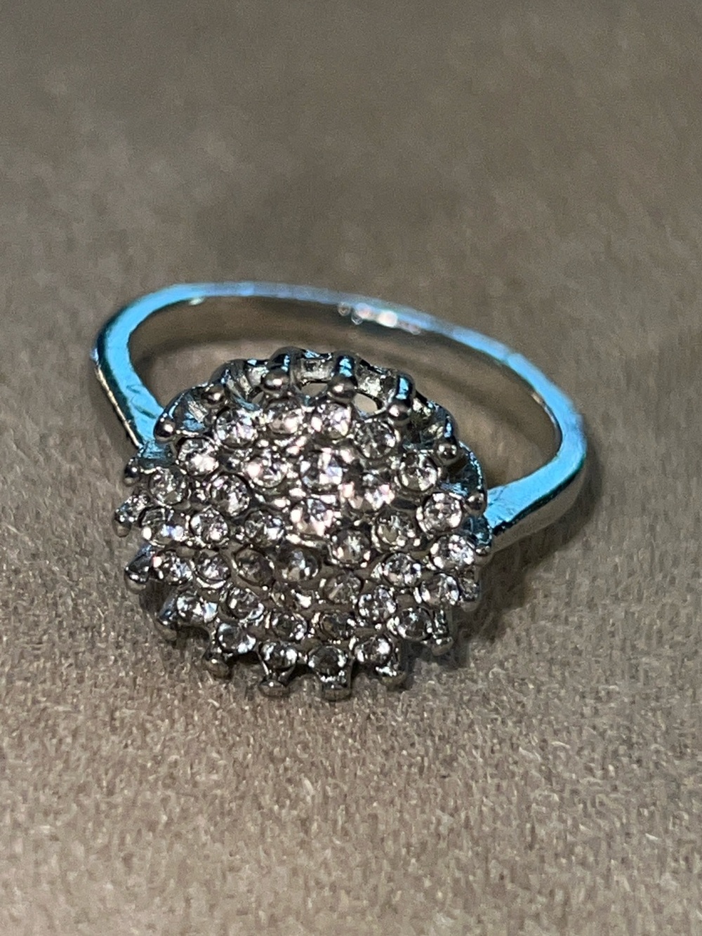 Silver Crystal Cluster Cocktail Ring